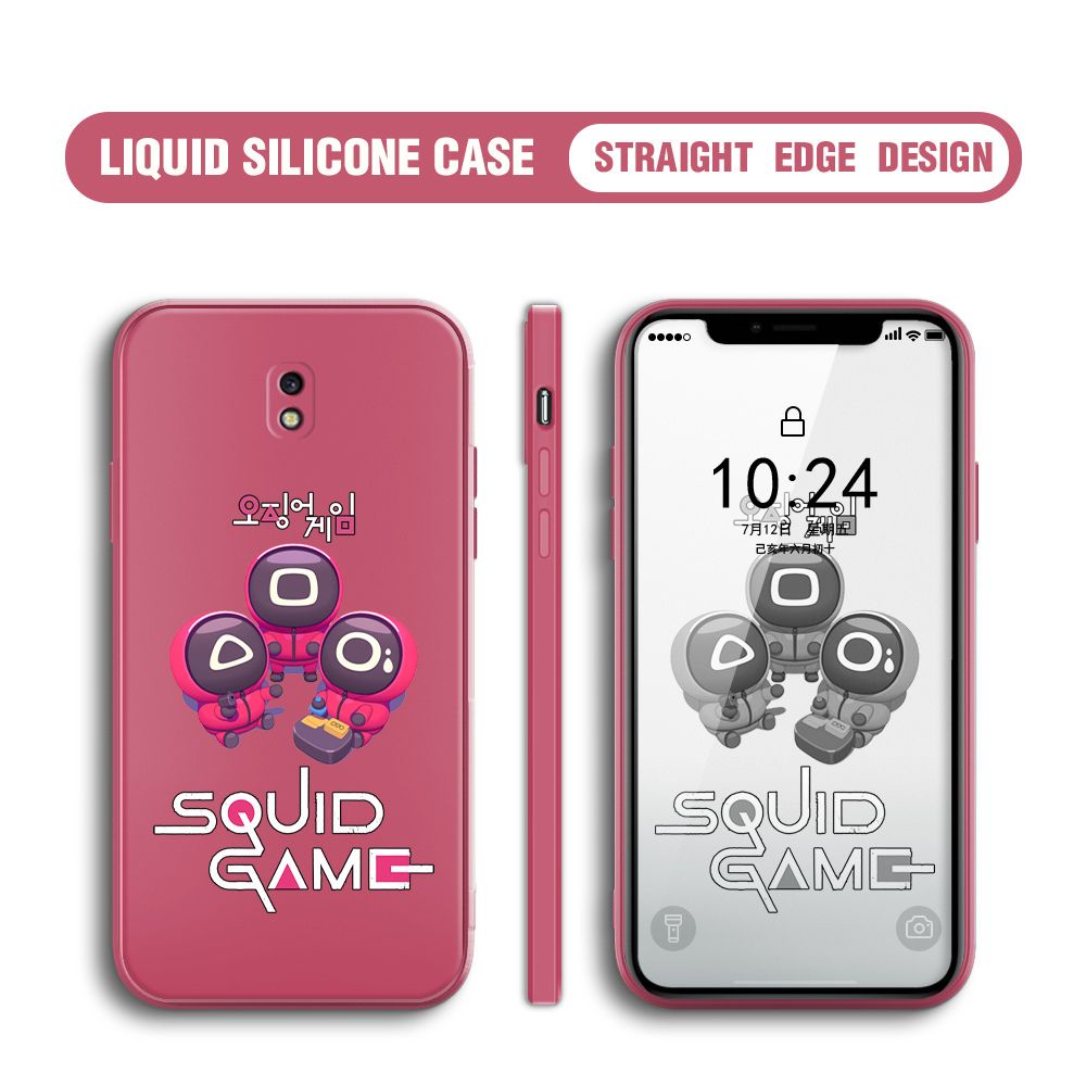 UCUC for Samsung Galaxy J7 Pro Case Cute Cartoon Cute Squid Character Phone Cover Square Liquid Silicone Shockproof Phone Protective Case