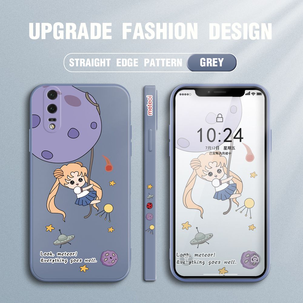 UCUC for Huawei P20 Back Cover Beauty Warrior Ultra Thin Soft Luxury Square Multicolor Liquid Silicone Phone Case