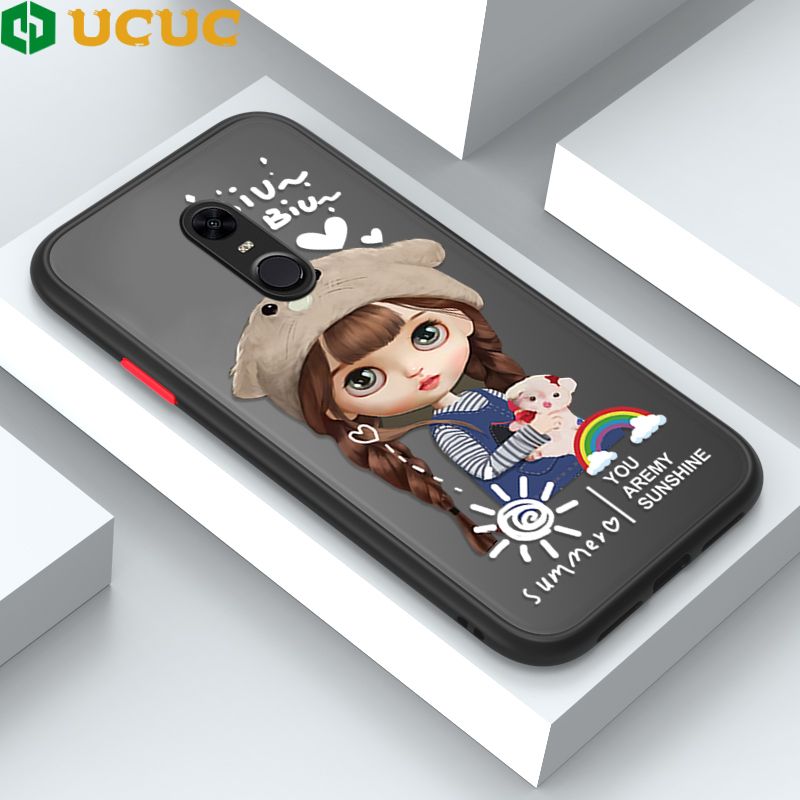 UCUC for Redmi 5 Plus Back Cover Rainbow Lovely Girls Frosted Transparent Hard Phone Case Thin Shockproof Full Cover Camera Protect Case
