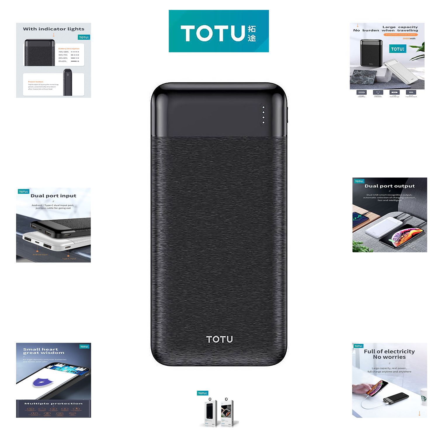 TOTU 20000mAh Joe Series Dual USB 5V 2.4A Quick Charge Slim Power Bank