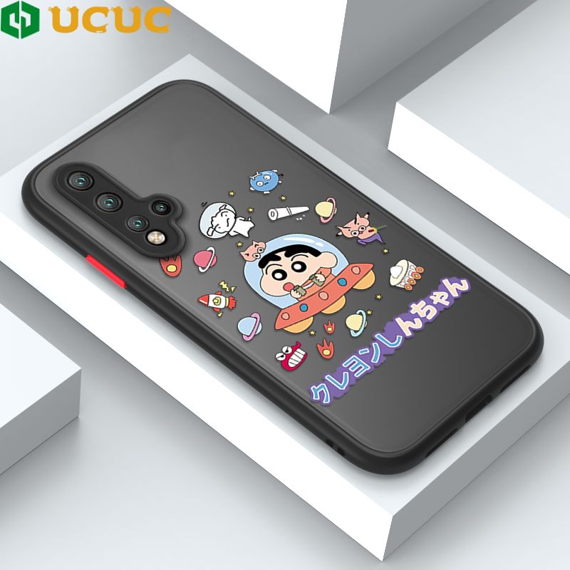 UCUC for Huawei Nova 5T / Honor 20 Back Cover Spaceship Shinchan Frosted Transparent Hard Phone Case Thin Shockproof Full Cover Camera Protect Case