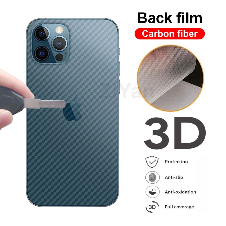 2Pcs Carbon Fiber Matte Back Film For iphone 12 Mini 11 Pro XR X XS Max 7 8 6S Plus Transparent Scratch Resistant Phone Sticker