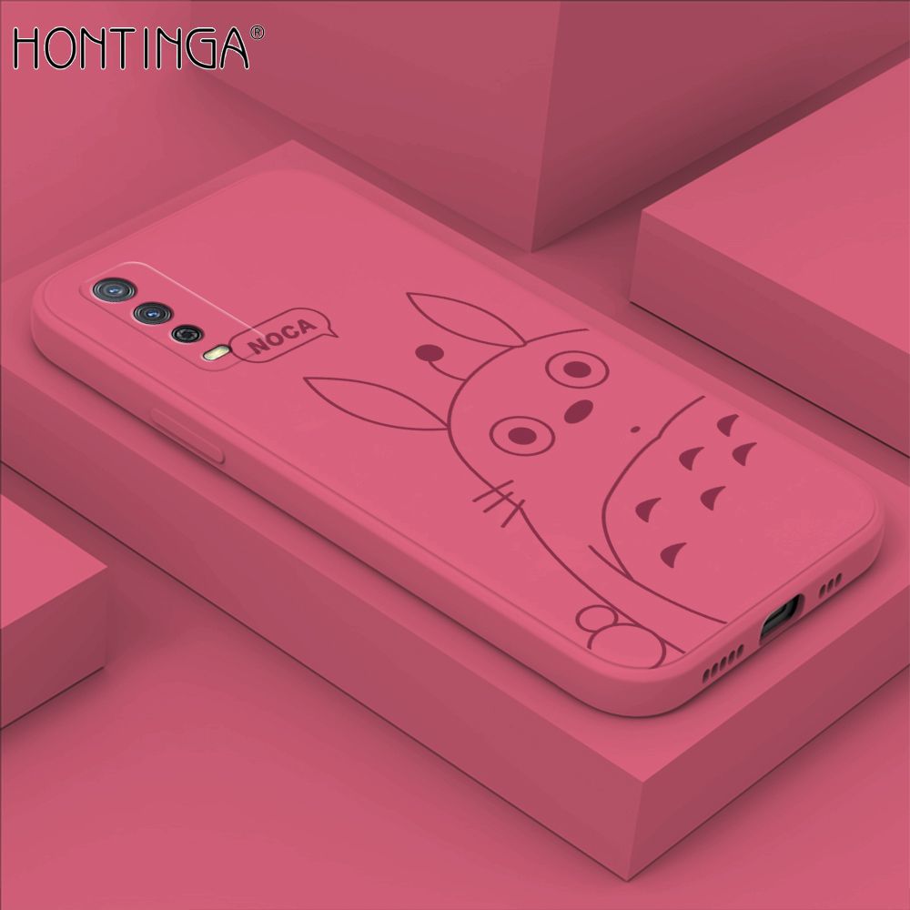 Hontinga for Vivo Y20 2021 Y20i Y20S Y12S Y20SG Case Cartoon Cute Totoro Pattern Back Cover Soft Square Edge Liquid Silicone Phone Cases