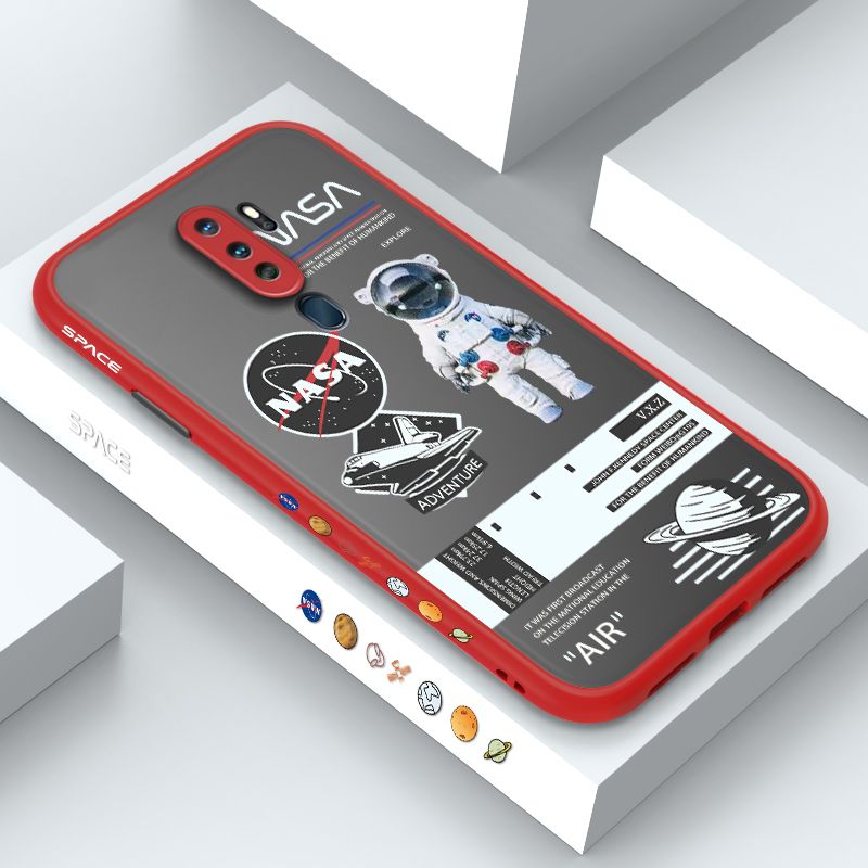 ZeroQiQi for OPPO A9 2020 Case Creative Cartoon Astronaut Side Printed Pattern Design Phone Cover Frosted Transparent Ultra Thin Protective Phone Case