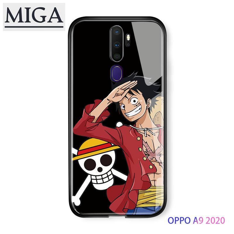 Phone Case For OPPO A9 2020 / OPPO A5 2020 Case Cute Luxury Soft Edge Anime Luffy Casing Shockproof Tempered Glass Phone Case Back Cover Shell
