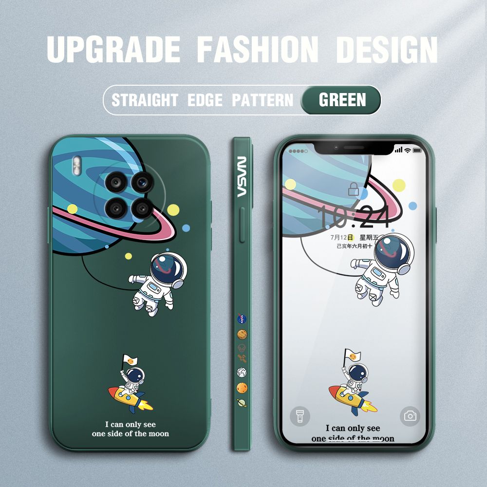 FHKL for Honor 50 Lite Back Cover Cartoon Astronaut Side design Soft Case Multicolor Liquid Silicone Phone Cases