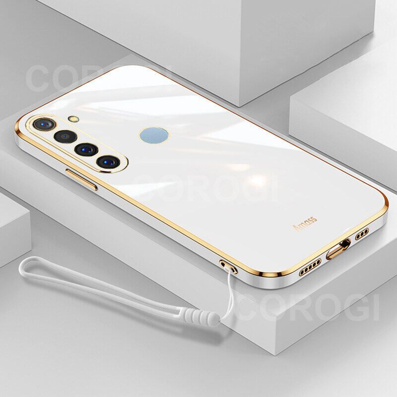 For Realme 6i / Realme 5 / Realme 5i / Realme 5s Back Cover + Wrist Strap Luxury Shiny Plating Square Shockproof Bumper Camera Lens Protection Soft TPU Silicone Phone Case