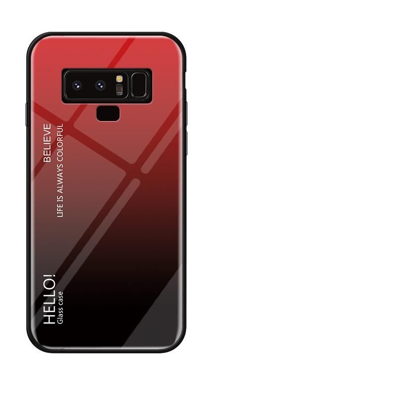 Gradient Color Tempered Glass Casing Protective Case Back Cover Soft TPU Bumper Case For Samsung Galaxy note 9 Case