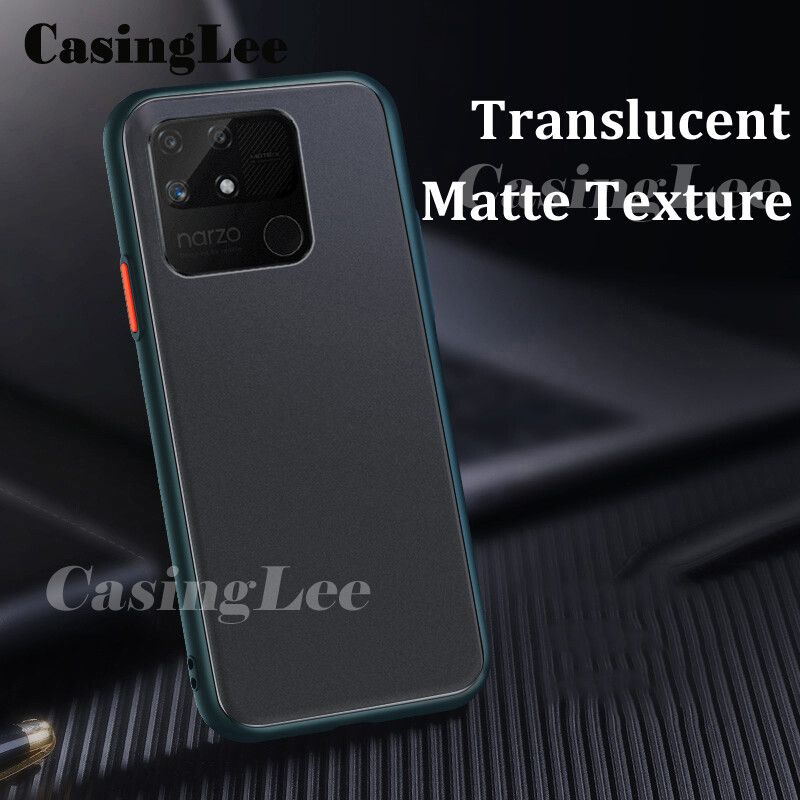 For Realme Narzo 50A Case Shockproof Scrub Matte Transparent Soft edge Silicone Frame Hard Clear Back Cover Realme Narzo 50A Phone Cases For girls and Boys