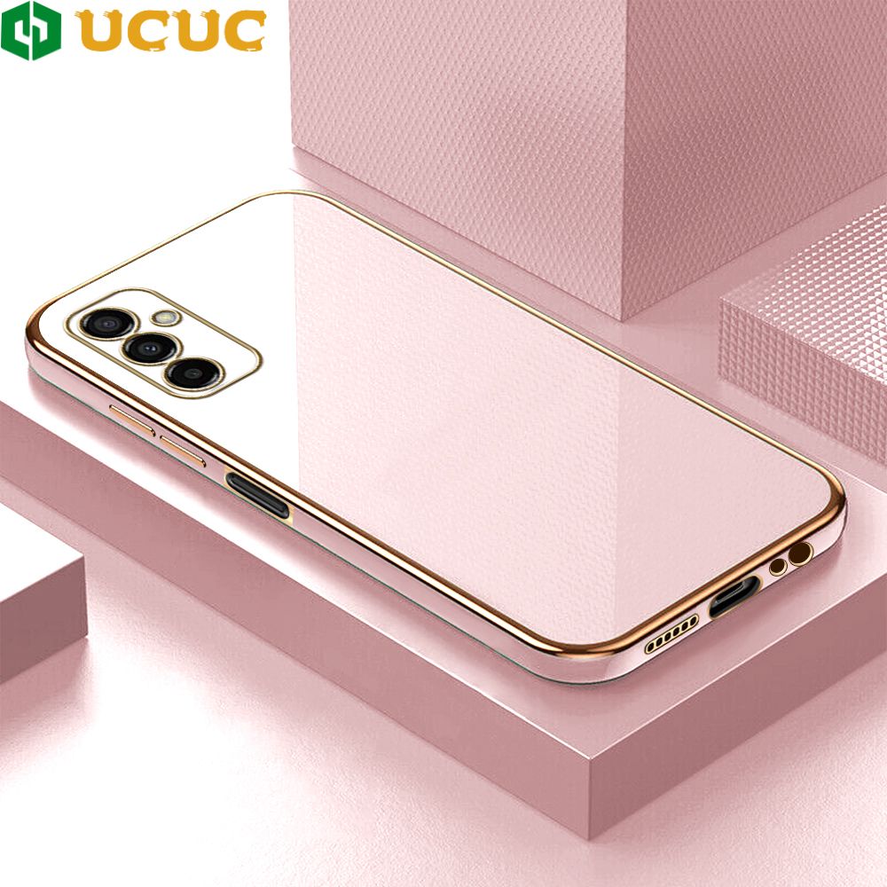UCUC for Samsung Galaxy M23 5G Back Cover + Free Lanyard Colour Luxury 6D Plating Case Side Pattern Soft Silicone Square Phone Cases