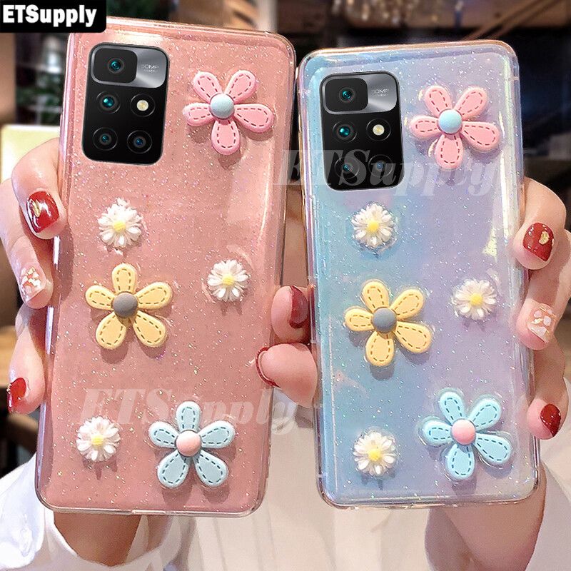 ETSupply Case Redmi Note11 Phone Cover Glitter Bling Sequins Case Sun Moon Phone Case for Redmi Note 11 Transparent Soft Cover Full Stars Moon