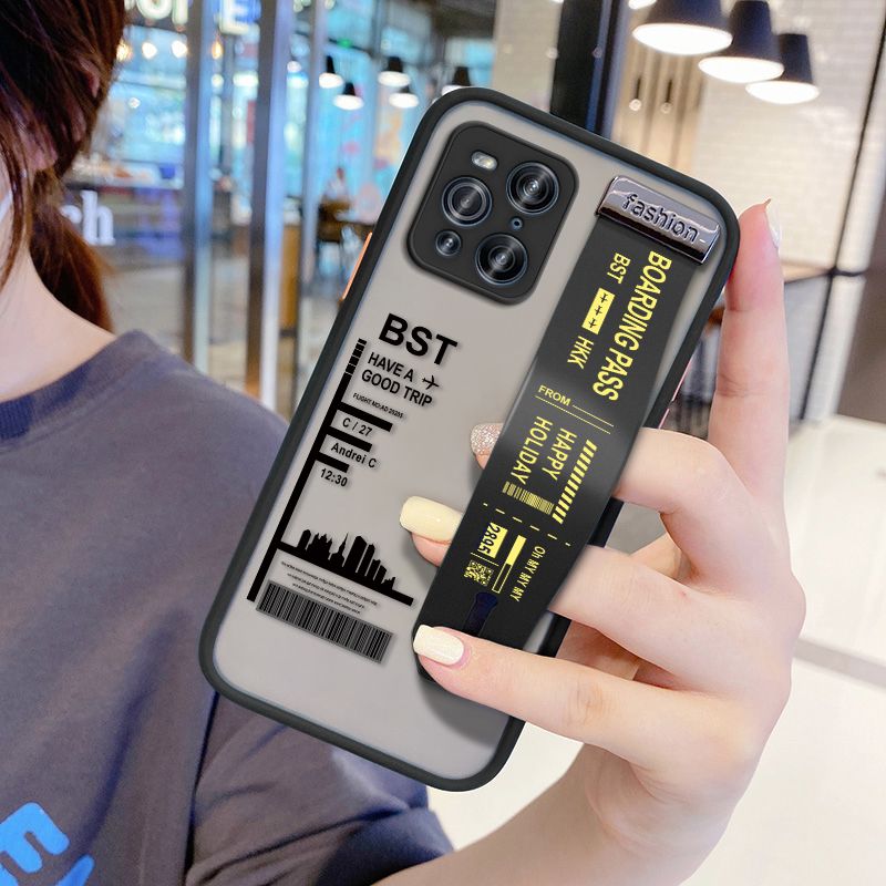 UCUC for OPPO Find X3 5G Wrist Strap Case Creative Printing City Landscape Wristband Printing Cover Shockproof Frosted Phone Case