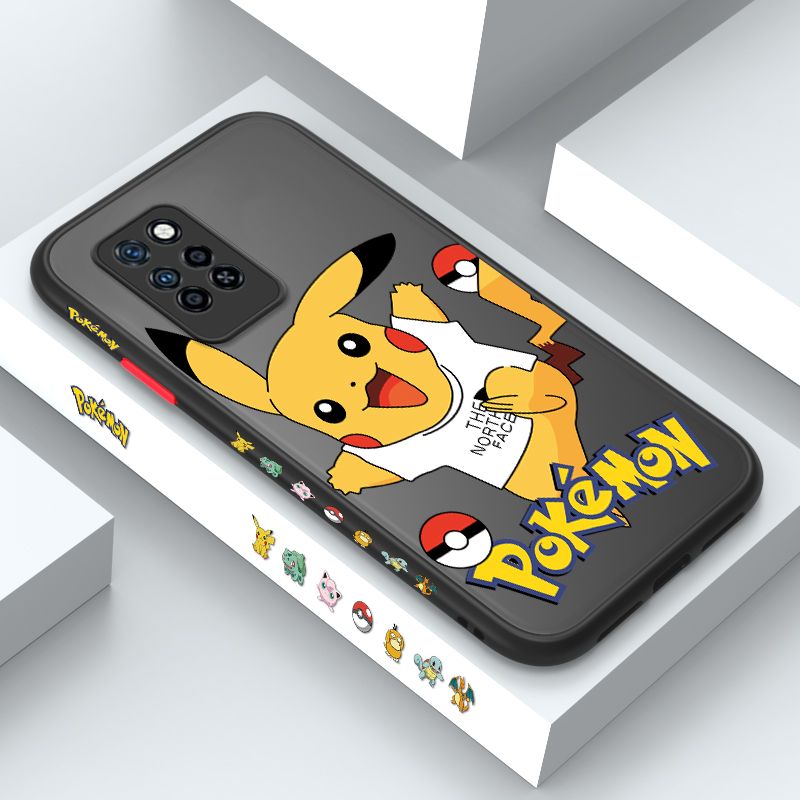ZeroQiQi for Infinix Note 10 Pro Case White Clothes Pikachu Side Printing Cover Frosted Ultra Thin Protective Anti Fall Phone Case