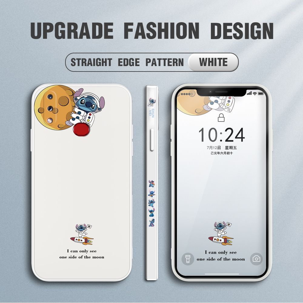 Jizetin for Samsung Galaxy A10S Case Side Design Phone Cover  Astronaut Stitch Cover Square Edge Pattern Liquid Silicone Trend Case