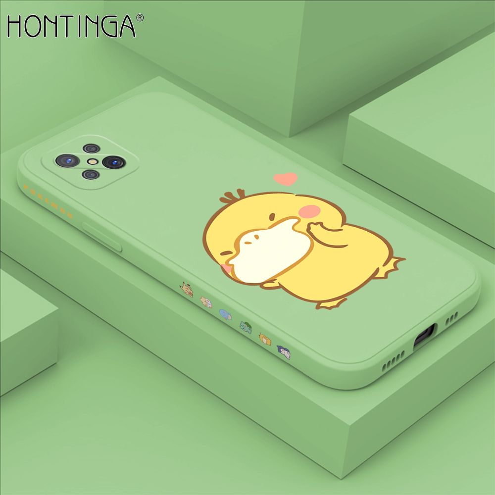 Hontinga for OPPO Reno4 Z 5G Case Side Design Trendy Cartoon Sign Back Cover Soft Square Edge Pattern Liquid Silicone Phone Cases