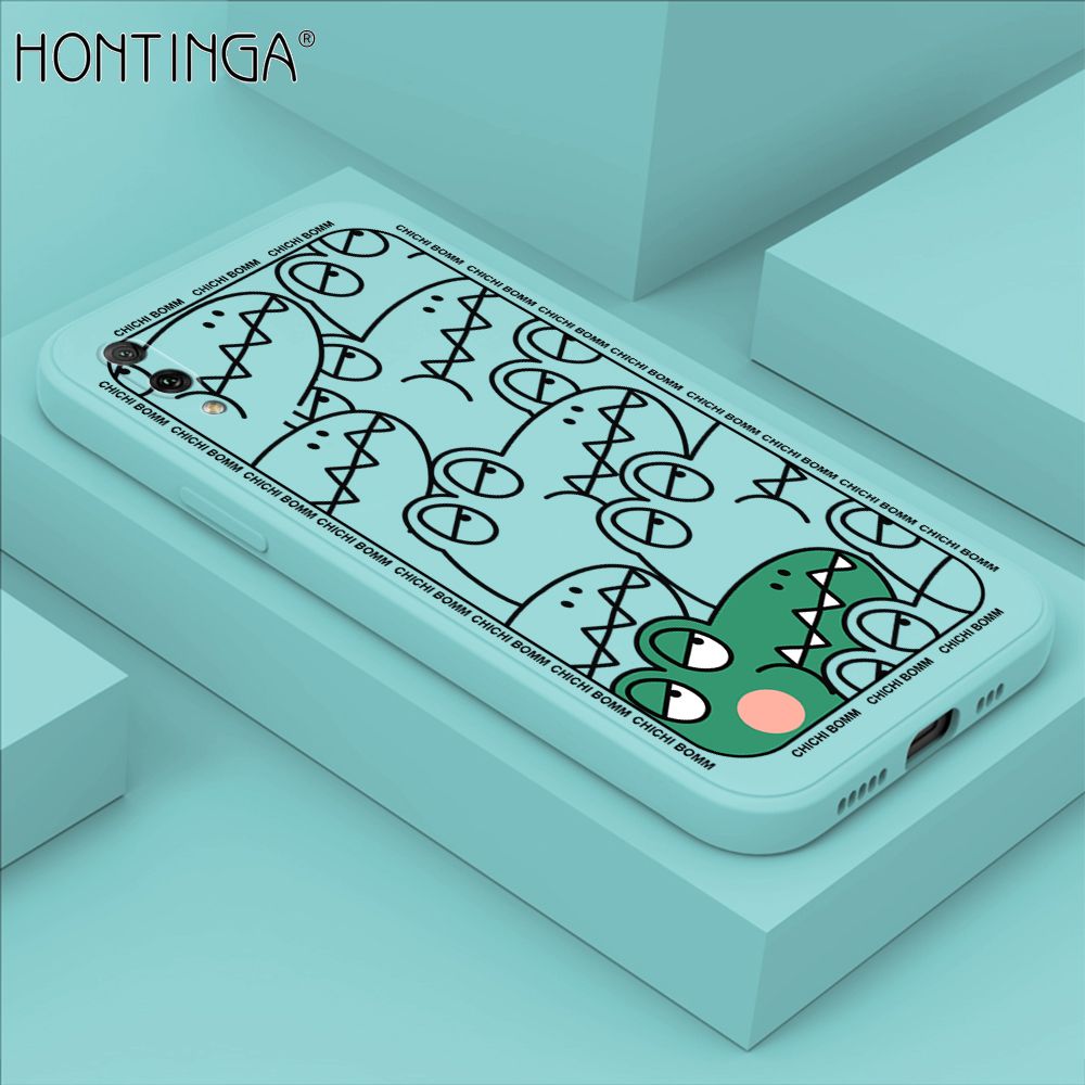 Hontinga for Huawei Y7 Pro 2019 Case Cartoon Crocodile Alligator Phone Case Phone Case Soft Square Edge Silicone Cases Full Lens Cover Shockproof Protection Cover