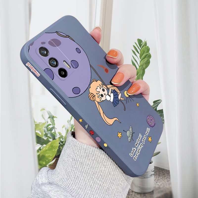 AMORVOR for Realme GT 5G Back Cover Lovely Sailor Moon Side design Soft Case Liquid Silicone Phone Cases