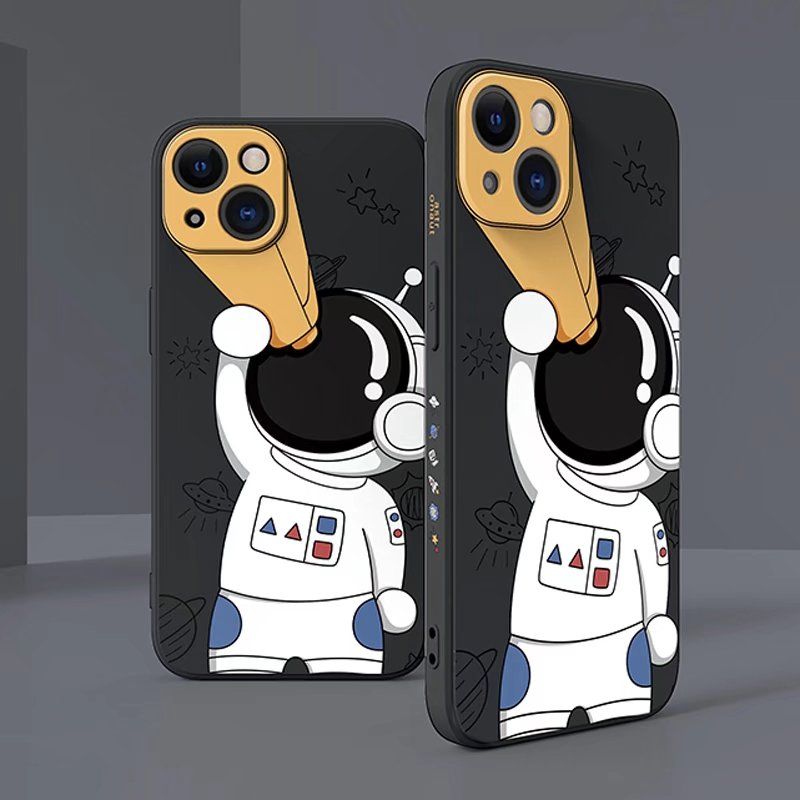 Olige Case For iPhone Xs Max Cartoon Astronaut Telescope Camera Protection Shockproof Silicone Creativity Couple Soft Phone Case Cover