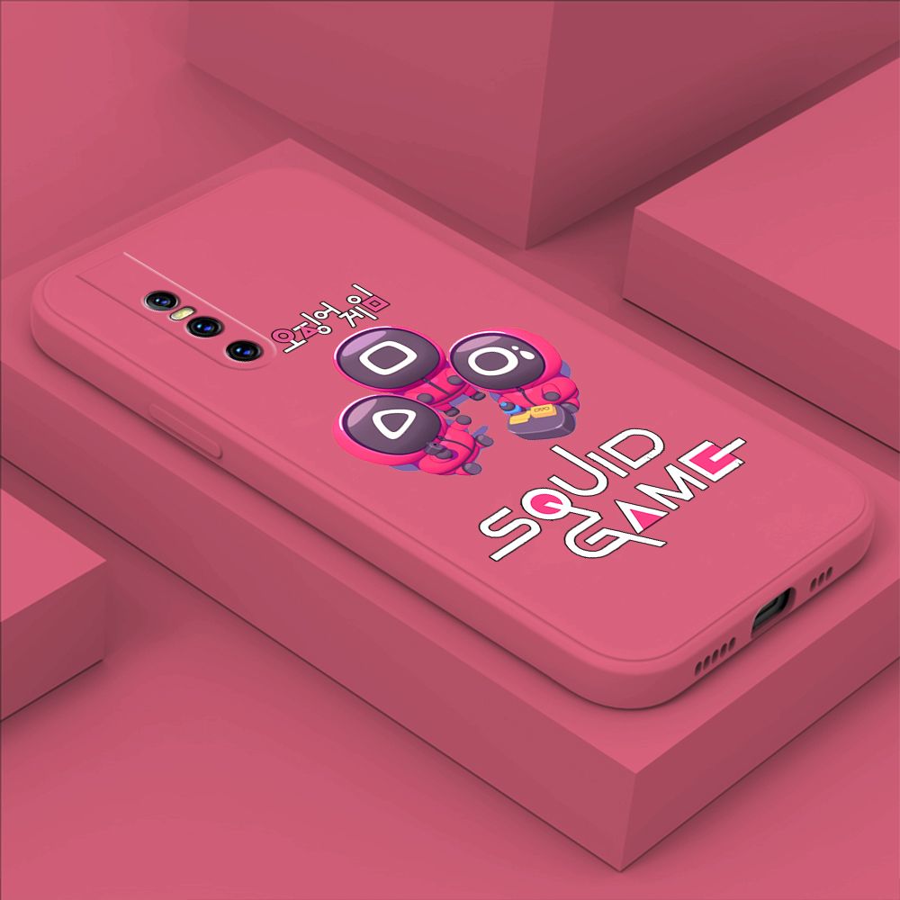 ZeroQiQi for Vivo V15 Pro Case Cute Cartoon Cute Squid Character Phone Cover Square Liquid Silicone Shockproof Phone Protective Case