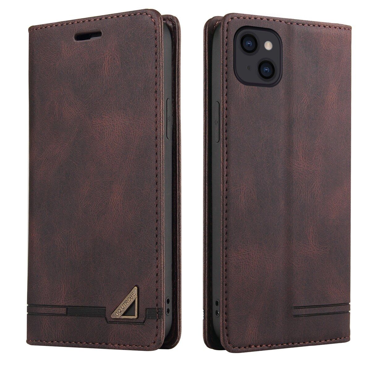 Retro Leather Wallet Foldable Built-in Card Slot and Magnetic Closure Protective Cover For iPhone 13 Phone Cover Case
