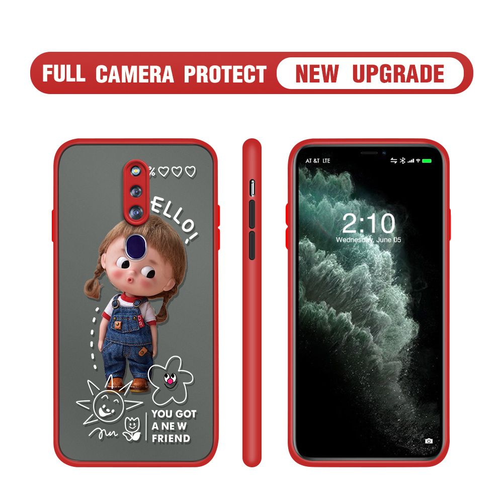 Hontinga for OPPO F11 Pro Case Cute Cartoon Little Girl Cover Camera Shockproof Protection Case Edge Frosted Transparent Phone Cover