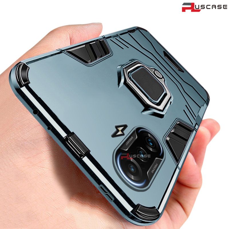 PlusCase for Xiaomi POCO F3 GT / Xiaomi Redmi K40 Caming Ring Stand Holder Case Hard Back Shockproof Cover