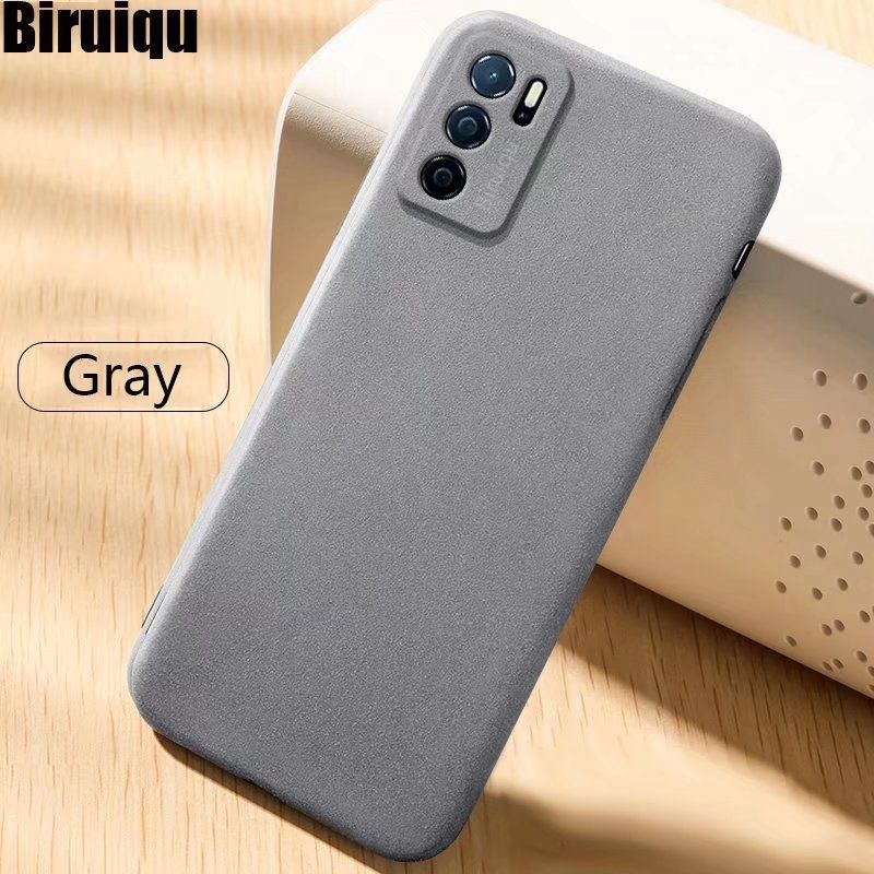 Biruiqu For OPPO A16 Shockproof Anti Slip Soft TPU Sandstone Matte Back Case Cover