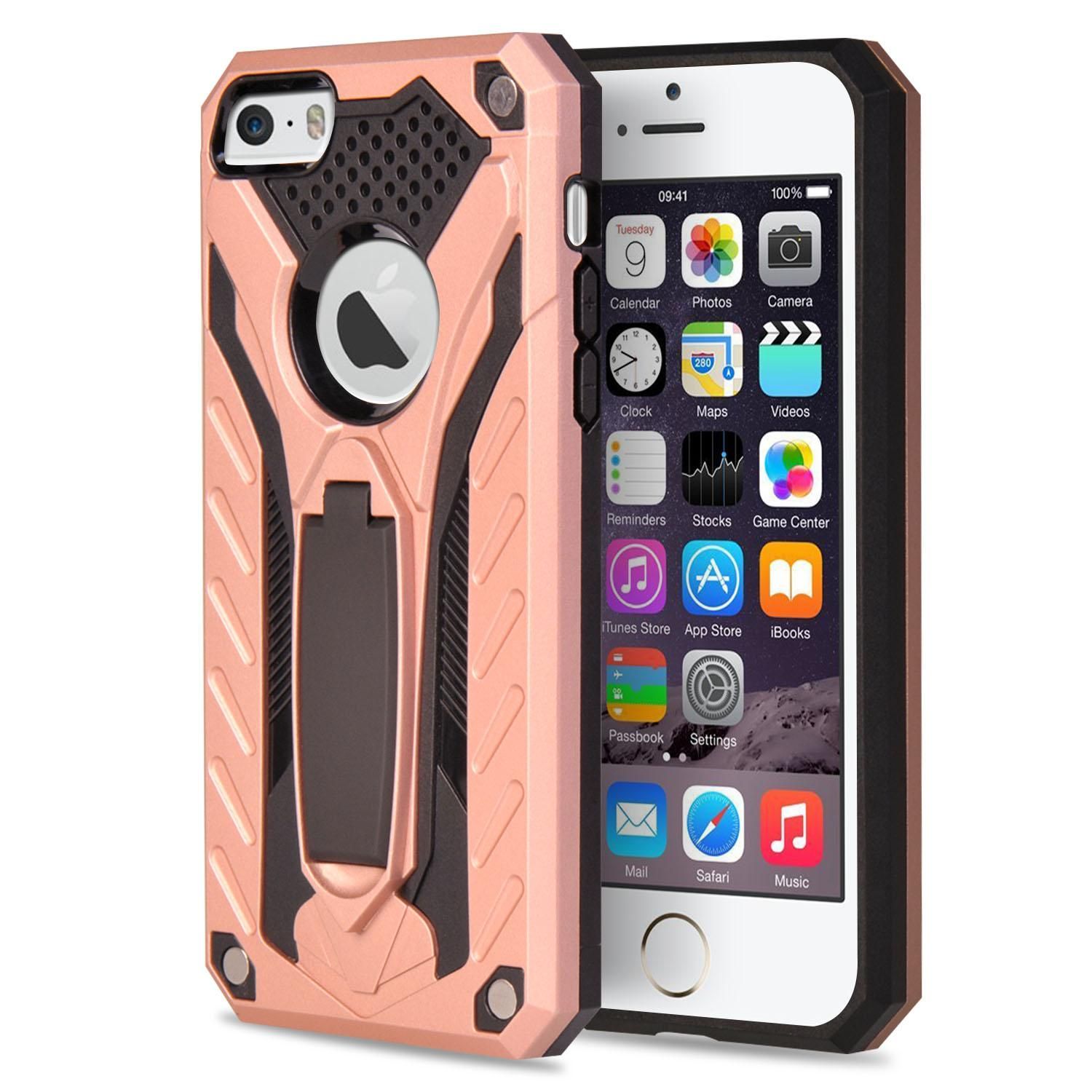 Armor Case For Apple iPhone 5G / 5S / SE Shockproof Anti-Fall Silicon Case Kickstand TPU Cover Shell