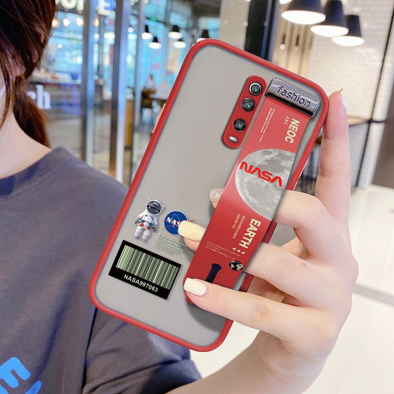 UCUC for Xiaomi Redmi K20 Pro Wrist Strap Case Creative Cartoon Astronaut Wristband Printing Cover Shockproof Frosted Phone Case