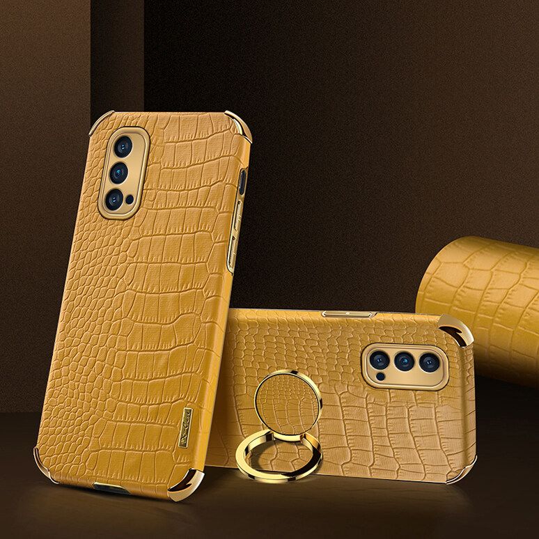 Luxury Plated Crocodile Pattern Leather Holder Phone Case For OPPO Reno4 Pro 5G Magentic Car Ring Stand Cover