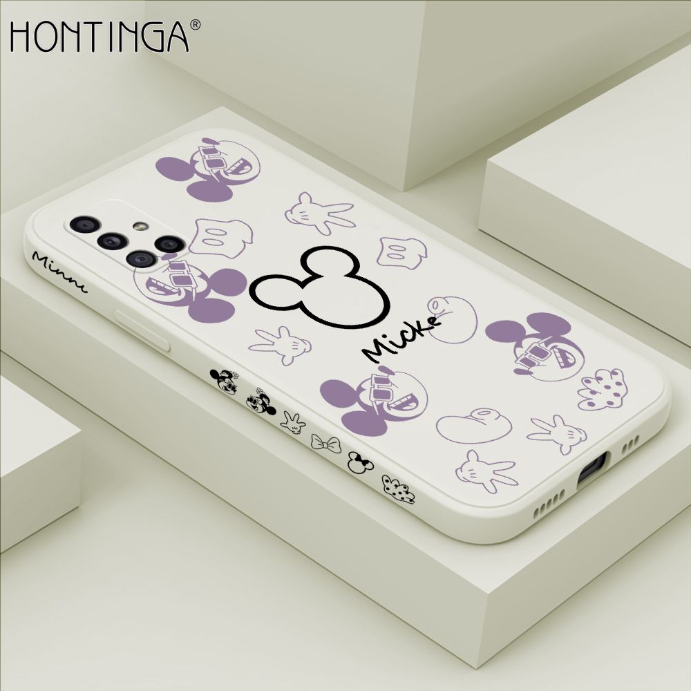Hontinga for Samsung A51 Case Side Design Cute Mouse Avatar Back Cover Soft Square Edge Pattern Liquid Silicone Trend Phone Cases