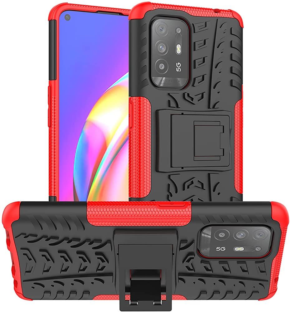 Oppo F19 Pro Plus Case, Shockproof Hybrid Slim Dual Layer Rugged Rubber Hybrid Hard/Soft Impact Armor Defender Full Body Protective Case with Kickstand for Oppo F19 Pro Plus