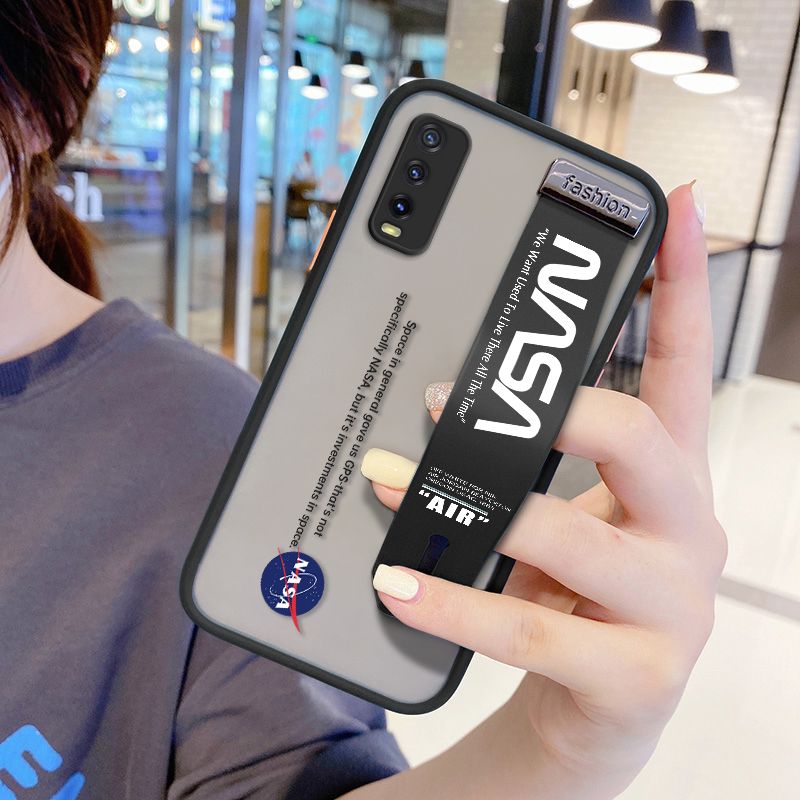 UCUC for Vivo Y20 Wrist Strap Case Popular NASA Wristband Printing Cover Shockproof Frosted Phone Case