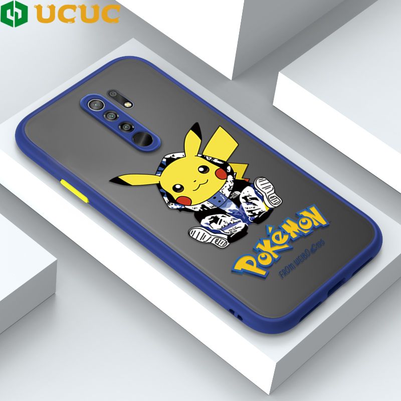 UCUC for Xiaomi Poco M2 / Redmi 9 Back Cover Wrapped Pikachu Frosted Transparent Hard Phone Case Thin Shockproof Full Cover Camera Protect Case