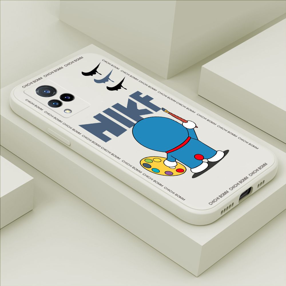 Hontinga for Vivo V21 5G Case Fashion Cat Phone Case Phone Case Soft Square Edge Silicone Cases Full Lens Cover Shockproof Protection Cover