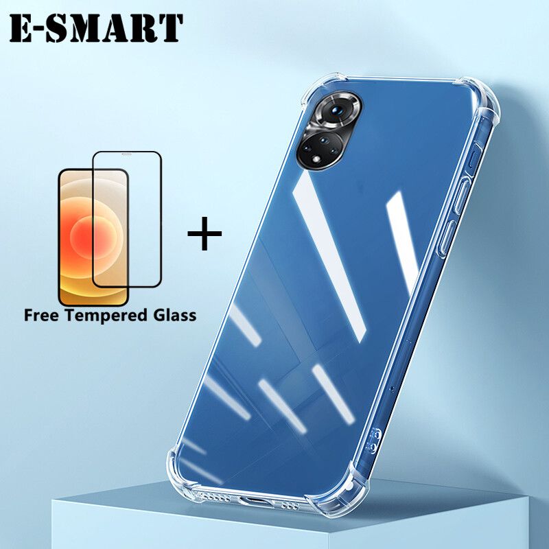 Phone Case Huawei P50 Pro Soft Transparent Shockproof cases + Free Tempered Glass Screen Protector Clear Huawei P50 Pro Case