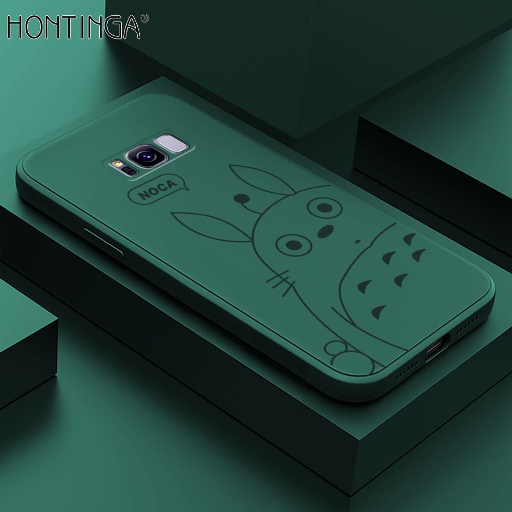 Hontinga for Samsung S8 Plus Case Cartoon Cute Totoro Pattern Back Cover Soft Square Edge Liquid Silicone Phone Cases