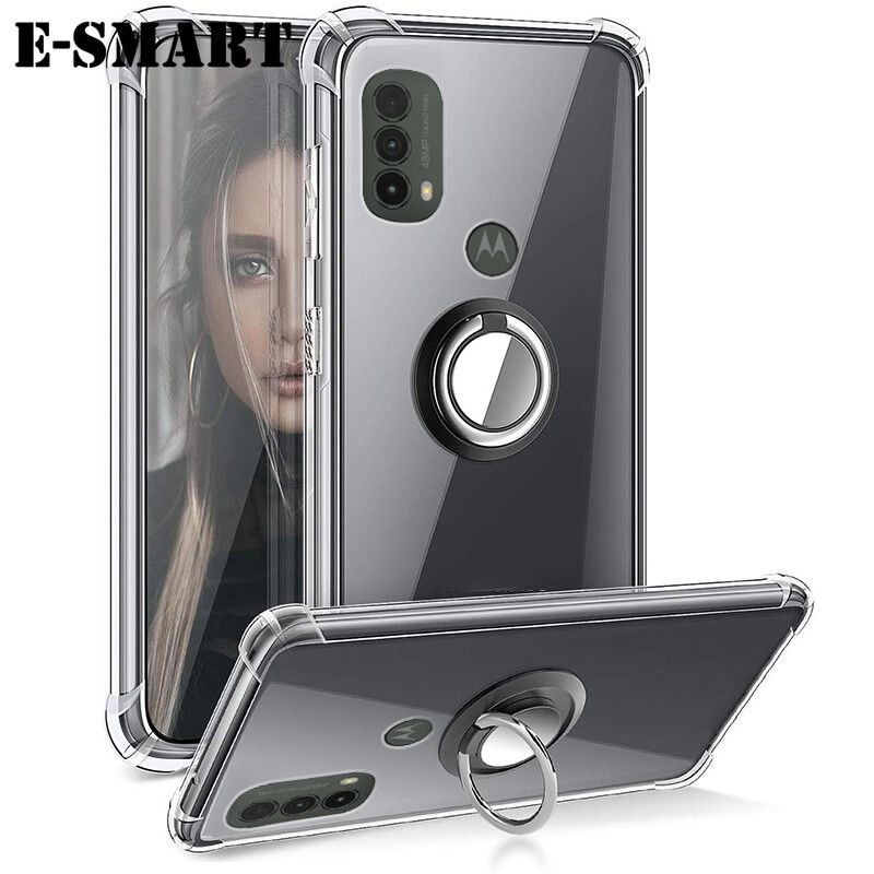 Phone Case Motorola E20 Transparent Car Navigation Holder Silicone Clear Magnetic Ring Cover For Moto E20 Case
