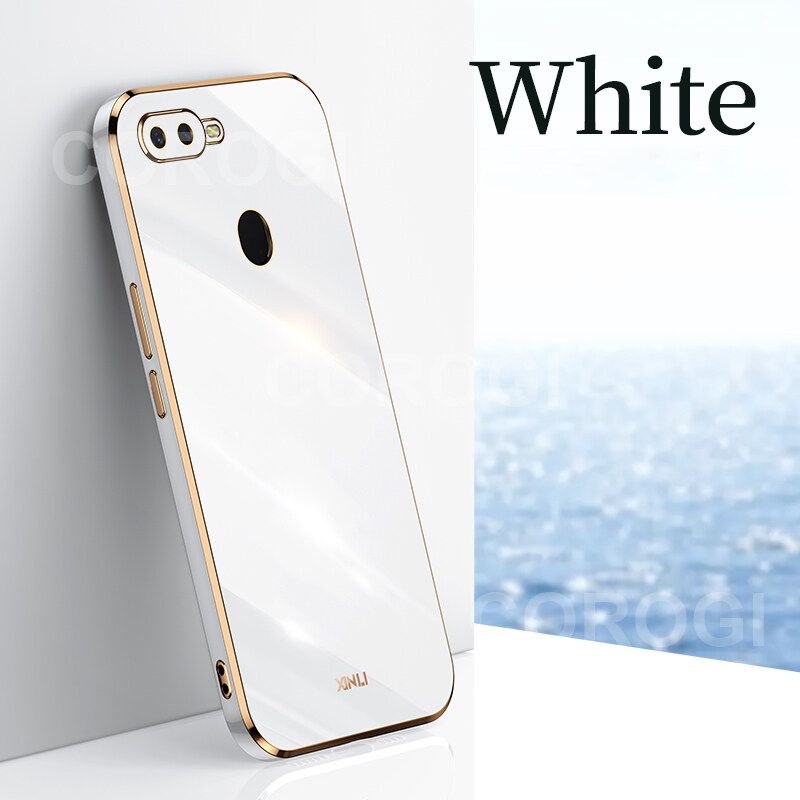 For OPPO A5s Cover Fashion Shiny Plating Square Bumper Slim Phone Case Soft TPU Silicone Shockproof Protective Back Cover