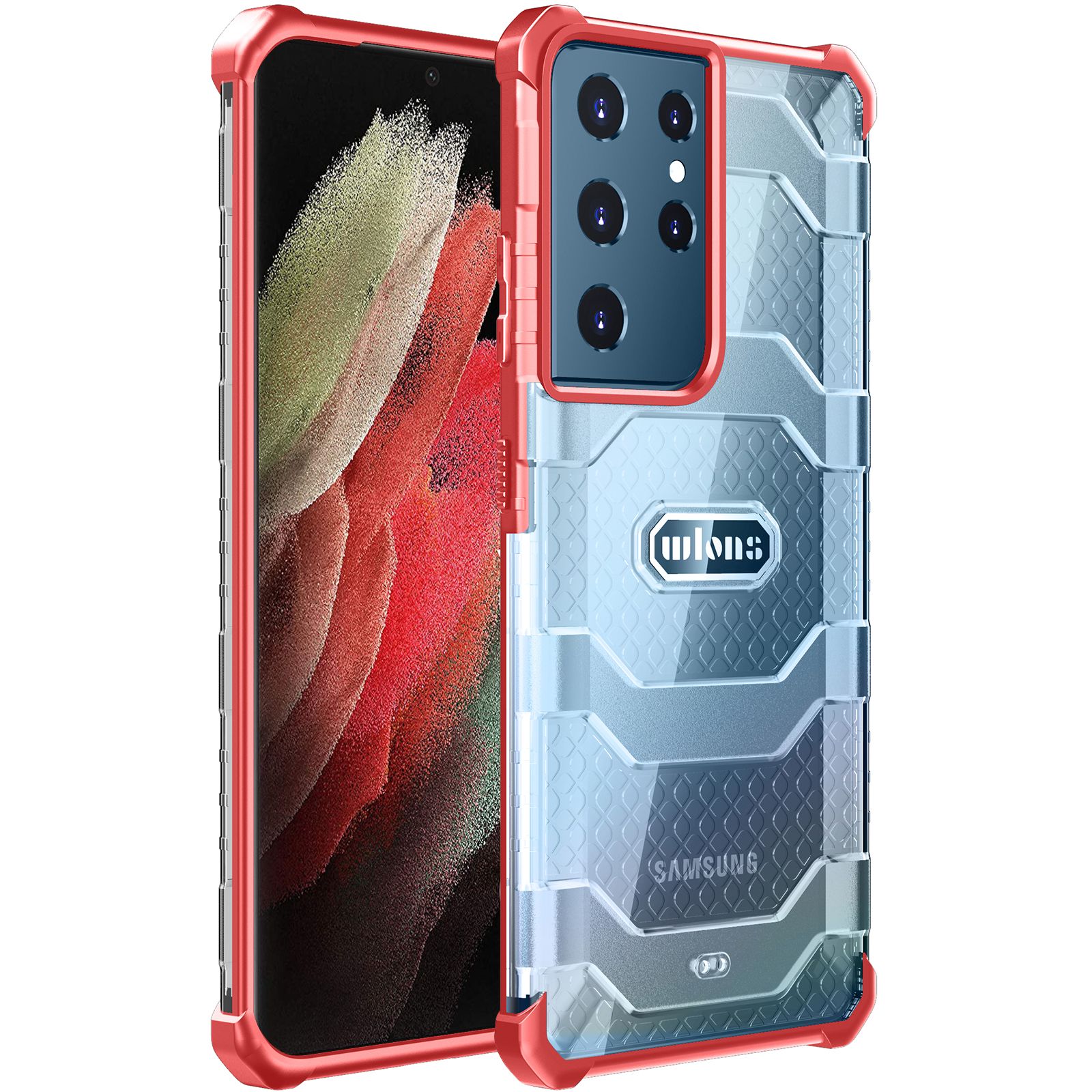 For Samsung Galaxy S21 Ultra 5G 2 in 1 Hybrid Translucent PC Back Reinforced Corners TPU Bumper Military Grade Drop Protection Cover