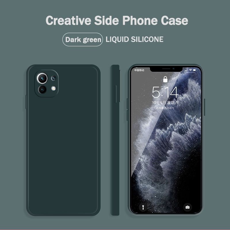 Lenuo Luxury Square Liquid Silicone Phone Case For Xiaomi Mi 11 Thin Soft Back Cover Candy Casing