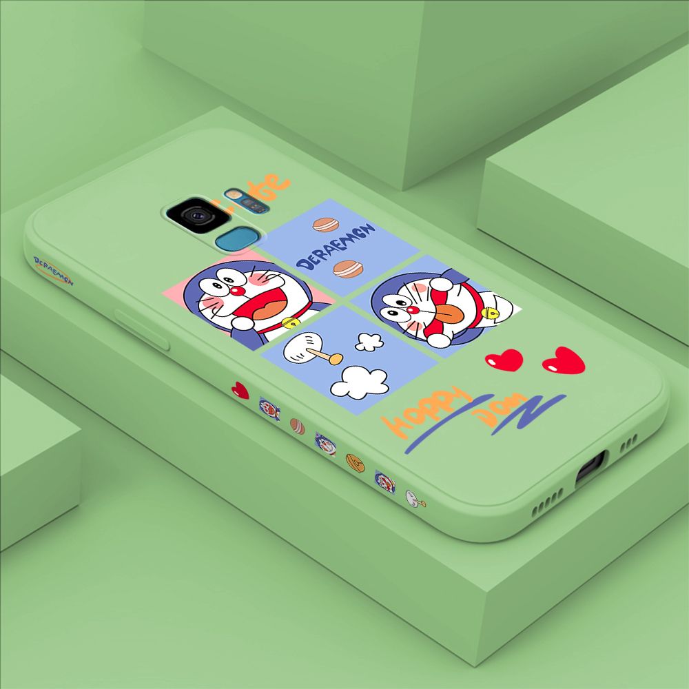 Hontinga for Samsung S9 Case Side Design Cartoon Cute Cat Back Cover Soft Square Edge Pattern Liquid Silicone Trend Phone Cases