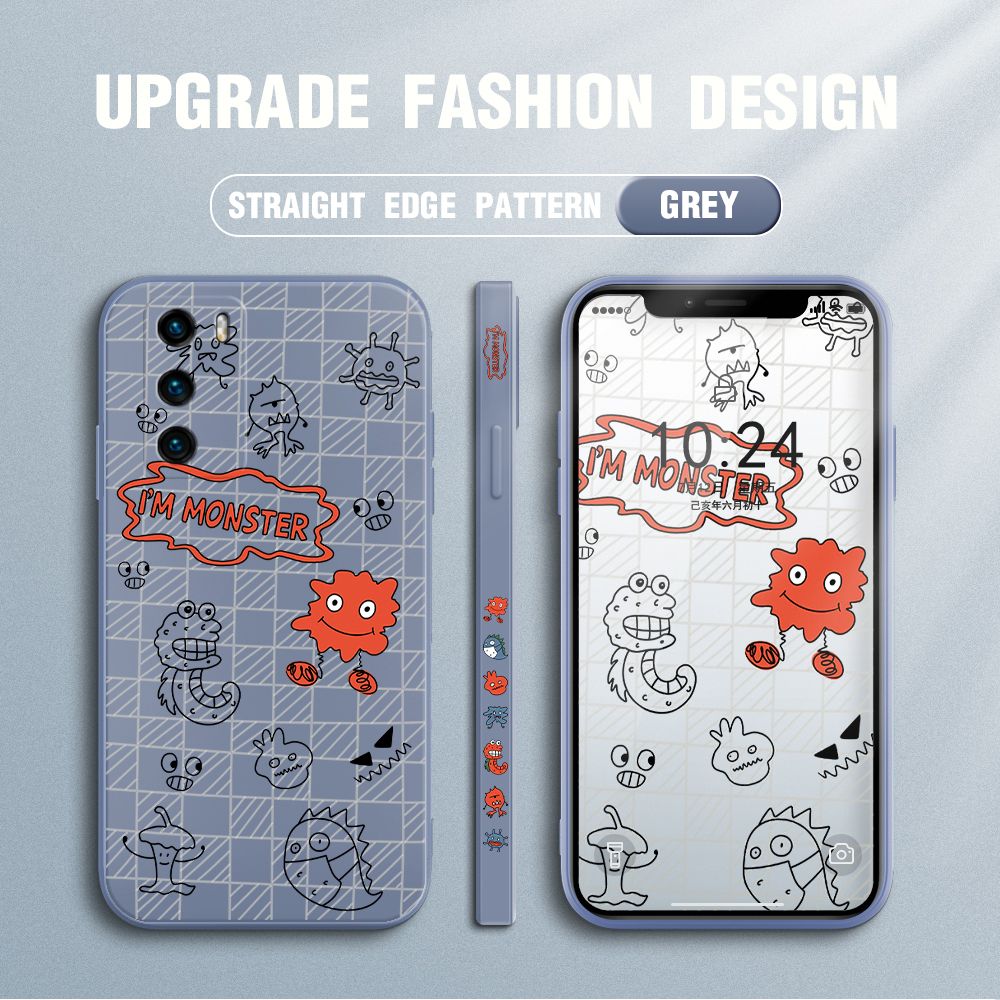 Jizetin for Huawei P40 Case Side Design Phone Cover Printed Text “I Am Monster ” Cover Square Edge Pattern Liquid Silicone Trend Case