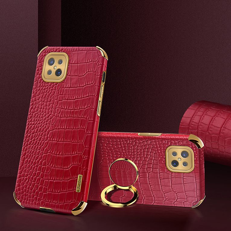 Case for OPPO A92s Crocodile Pattern 360 Degree Rotating Ring Protective Cover Compatible with Magnetic Car