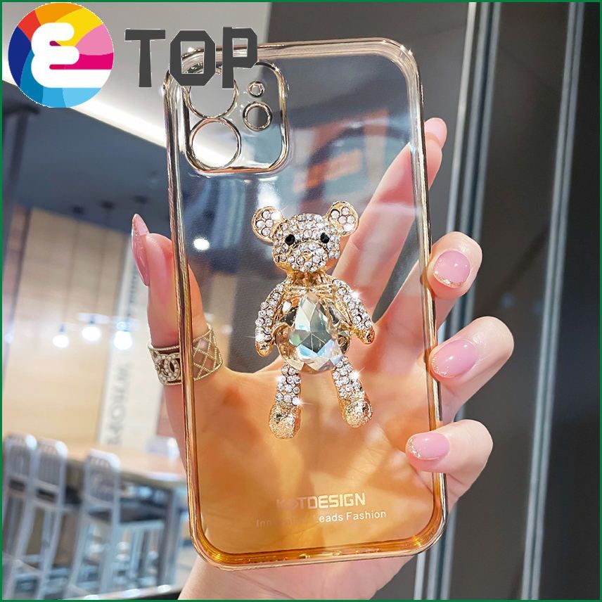 Suitable for Apple 12 mobile phone shell 12promax transparent silicone anti-fall 12pro soft shell 12mini gem bear