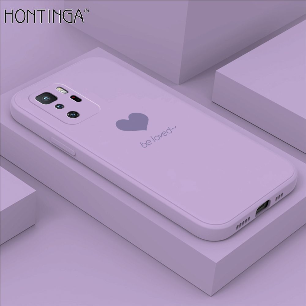 Hontinga for Xiaomi Poco X3 GT Case Simple Lover Heart Pattern Back Cover Soft Square Edge Liquid Silicone Phone Cases
