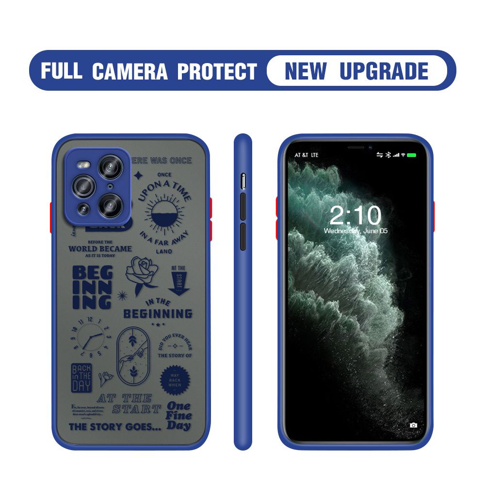 Hontinga for OPPO Find X3 5G / Find X3 Pro 5G Case Popular Clock Poster Camera Shockproof Protection Cases Edge Frosted Transparent Phone Cover