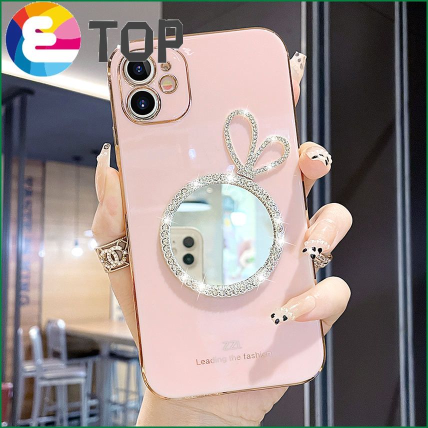 Suitable for Apple 13 mobile phone shell female iPhone11promax soft silicone 12mini rabbit ear mirror tide brand