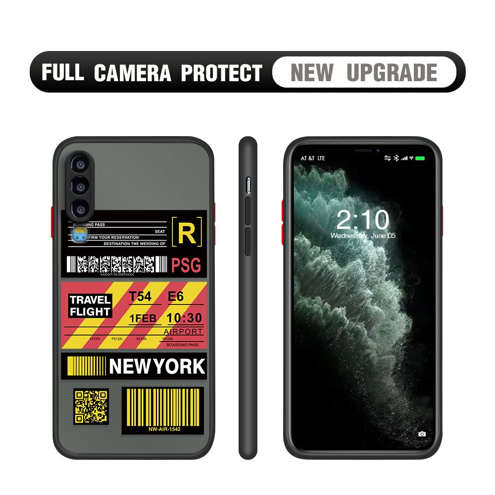 Hontinga for Huawei P30 Case Creative Flight Ticket Cover Camera Shockproof Protection Case Edge Frosted Transparent Phone Cover