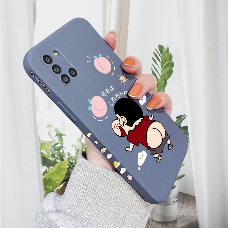 AMORVOR for Samsung Galaxy A31 Back Cover Cute Cartoon Crayon Shin-Chan Side design Soft Case Liquid Silicone Phone Cases